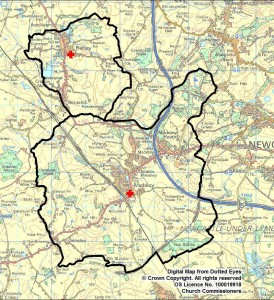 The map of the United Benefice, showing the boundaries of the two Parishes.